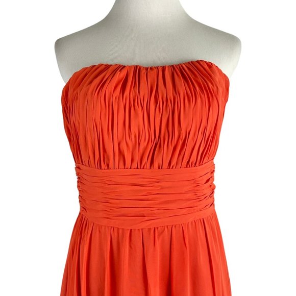 MARILEE by Madeline Gardner Dress XS Gown Coral Orange Gathers Bodice Waist Maxi - Picture 5 of 5
